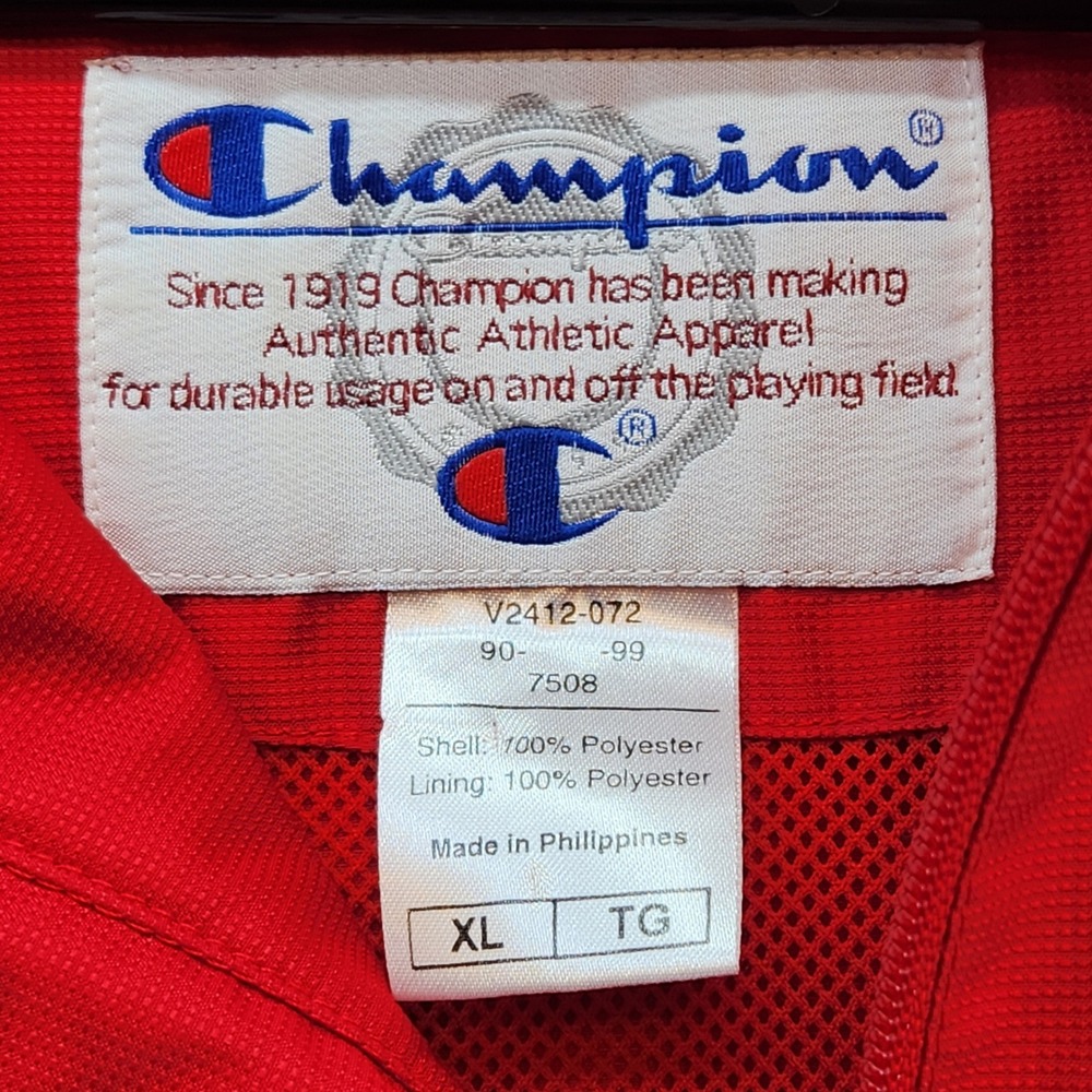 Champion Colts Windbreaker Pullover Jacket Men's XL Red White Hooded Vintage - Picture 7 of 12